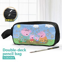 Peppa Pig anime double deck pencil bag pen bag
