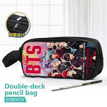 BTS star double deck pencil bag pen bag