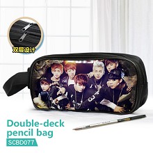 BTS star double deck pencil bag pen bag