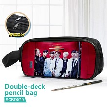 BTS star double deck pencil bag pen bag