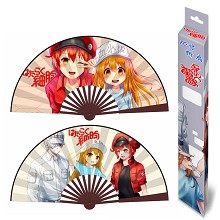 10inches Hataraku Saibou Cells At Work anime silk cloth fans