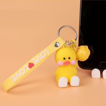 Yellow duck anime phone support figure doll pendant key chain