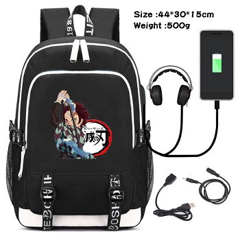 Demon Slayer anime USB charging laptop backpack school bag