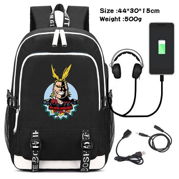 My Hero Academia anime USB charging laptop backpack school bag