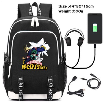 My Hero Academia anime USB charging laptop backpack school bag