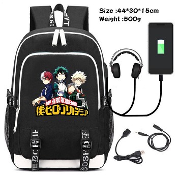 My Hero Academia anime USB charging laptop backpack school bag