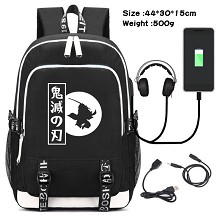 Demon Slayer anime USB charging laptop backpack sc...