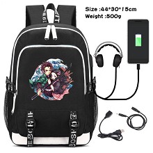 Demon Slayer anime USB charging laptop backpack sc...