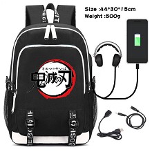 Demon Slayer anime USB charging laptop backpack sc...