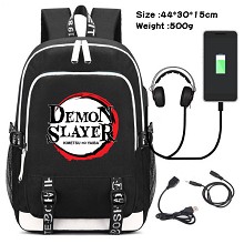 Demon Slayer anime USB charging laptop backpack school bag