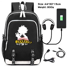 My Hero Academia anime USB charging laptop backpac...