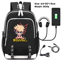 My Hero Academia anime USB charging laptop backpac...