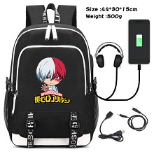 My Hero Academia anime USB charging laptop backpac...