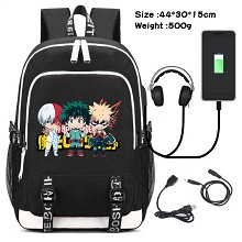 My Hero Academia anime USB charging laptop backpac...