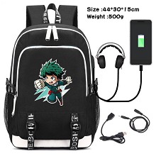 My Hero Academia anime USB charging laptop backpac...