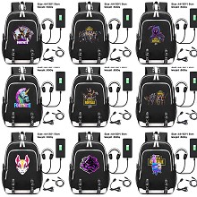 Fortnite USB charging laptop backpack school bag