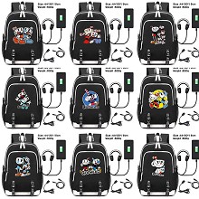 Cuphead USB charging laptop backpack school bag