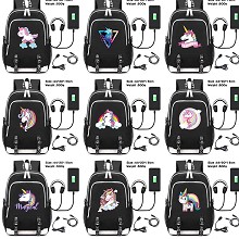 Unicorn USB charging laptop backpack school bag