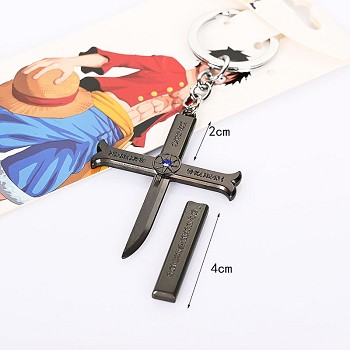 One piece  Dracule Mihawk anime key chain