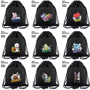 BTS BT21 star drawstring backpack bag