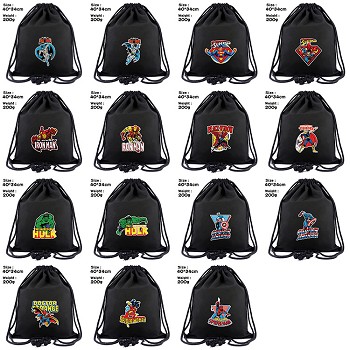 Batman Super Iron man captain drawstring backpack bag