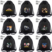 My Hero Academia anime drawstring backpack bag