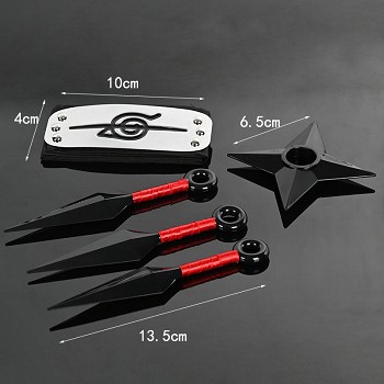 Naruto anime cosplay headband+3kunais+shuriken a set