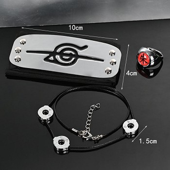 Naruto anime cosplay headband+ring+necklace a set