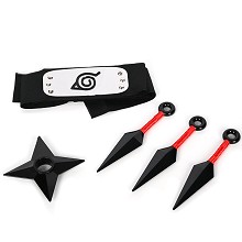 Naruto anime cosplay headband+3kunais+shuriken a set