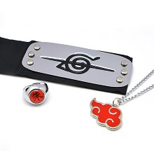 Naruto anime cosplay headband+ring+necklace a set