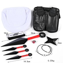 Naruto anime cosplay weapon bags+headband+4kunais+shuriken+ring+necklace a set