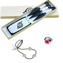 Naruto anime cosplay headband+3kunais+ring+necklac...