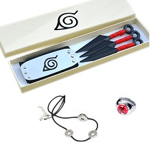 Naruto anime cosplay headband+3kunais+ring+necklace a set