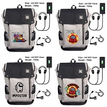 AMONG US anime USB charging laptop backpack school...