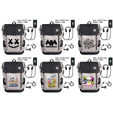 Marshmello anime USB charging laptop backpack school bag