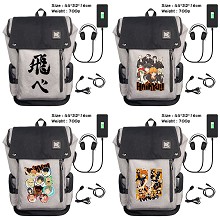 Haikyuu anime USB charging laptop backpack school bag