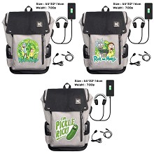 Rick and Morty anime USB charging laptop backpack ...