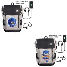 Sonic The Hedgehog game USB charging laptop backpa...