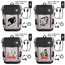 Fairy Tail anime USB charging laptop backpack scho...