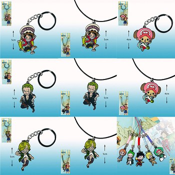 One piece anime key chain necklace