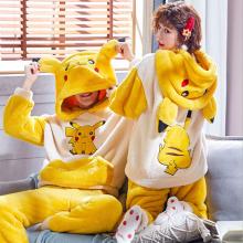 Pokemon Pikachu anime coral fleece pajamas dress h...