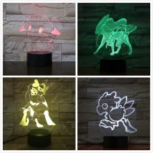Pokemon anime 3D 7 Color Lamp Touch Lampe Nightlight+USB