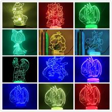 Pokemon anime 3D 7 Color Lamp Touch Lampe Nightlight+USB