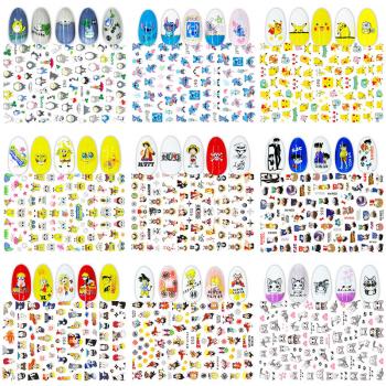 Totoro SpongeBob Stitch anime nail paste stickers