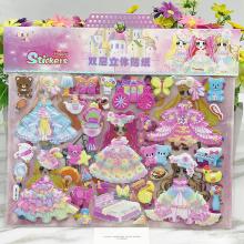 Princess Cartoon Cute Changing Clothes Girls DIY Dress Up Scrapbooking Bubble 3D Stickers