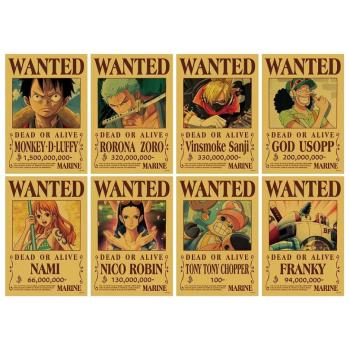 One piece anime wanted posters set(8pcs a set)