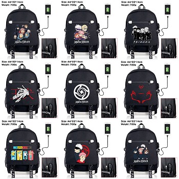 Jujutsu Kaisen anime USB charging laptop backpack school bag