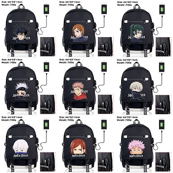 Jujutsu Kaisen anime USB charging laptop backpack school bag