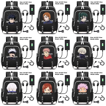 Jujutsu Kaisen anime USB charging laptop backpack school bag