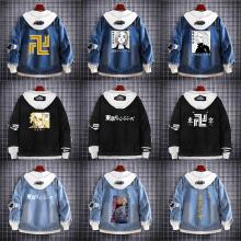 Tokyo Revengers anime fake two pieces denim jacket hoodie cloth